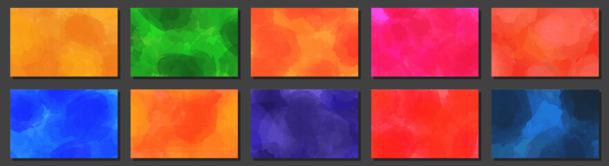 Bundle set of vector colorful watercolor backgrounds for business card or flyer template design.vector illustration.