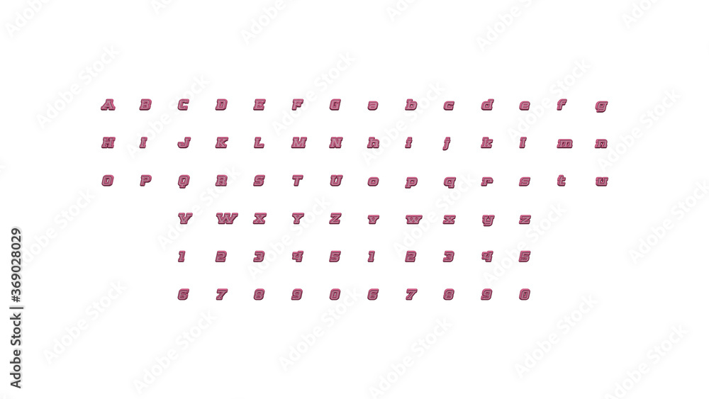Poster full set of english alphabets in 3d illustrations which matching perspectives and lighting on each s