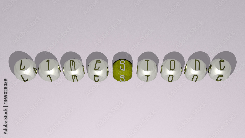 Poster limestone combined by dice letters and color crossing for the related meanings of the concept. backg