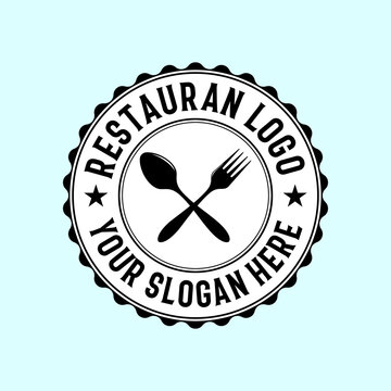 Restaurant Logo, Crossed Spoon Knife Rustic Vintage Retro Restaurant logo design