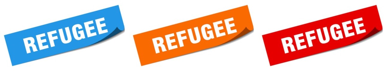 refugee paper peeler sign set. refugee sticker