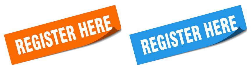 register here paper peeler sign set. register here sticker