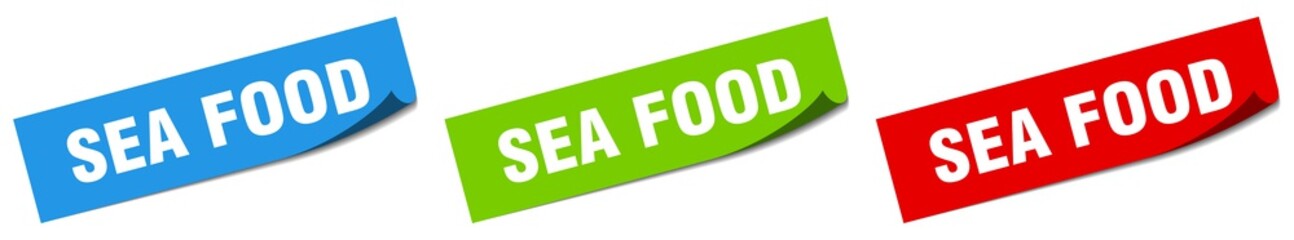 sea food paper peeler sign set. sea food sticker