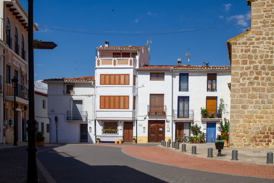 Summer streets in Aras de los Olmos, Valencia, Spain