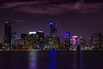Fototapeta na wymiar Miami Brickell / Downtown Skyline at night - Twilight