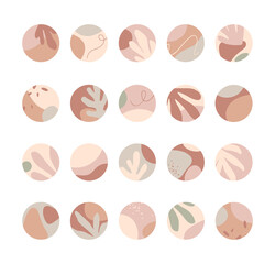 Big bundle of insta highlights covers.Modern vector layouts with hand drawn organic shapes and textures.Abstract backgrounds.Trendy design for social media marketing.