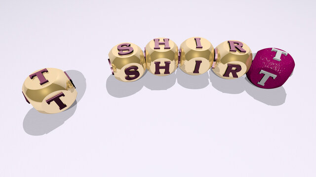 combination of T SHIRT built by cubic letters from the top perspective, excellent for the concept presentation. illustration and background