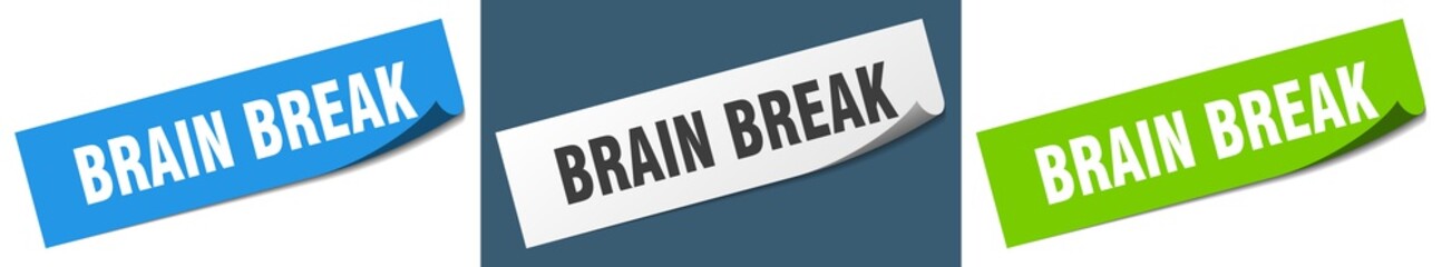 brain break paper peeler sign set. brain break sticker