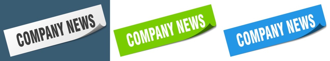 company news paper peeler sign set. company news sticker