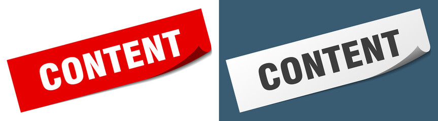 content paper peeler sign set. content sticker