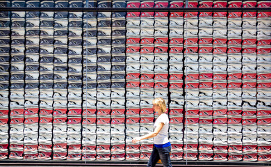 Schaufenster eines Schuhgeschäftes in Los Angeles, Kalifornien, USA