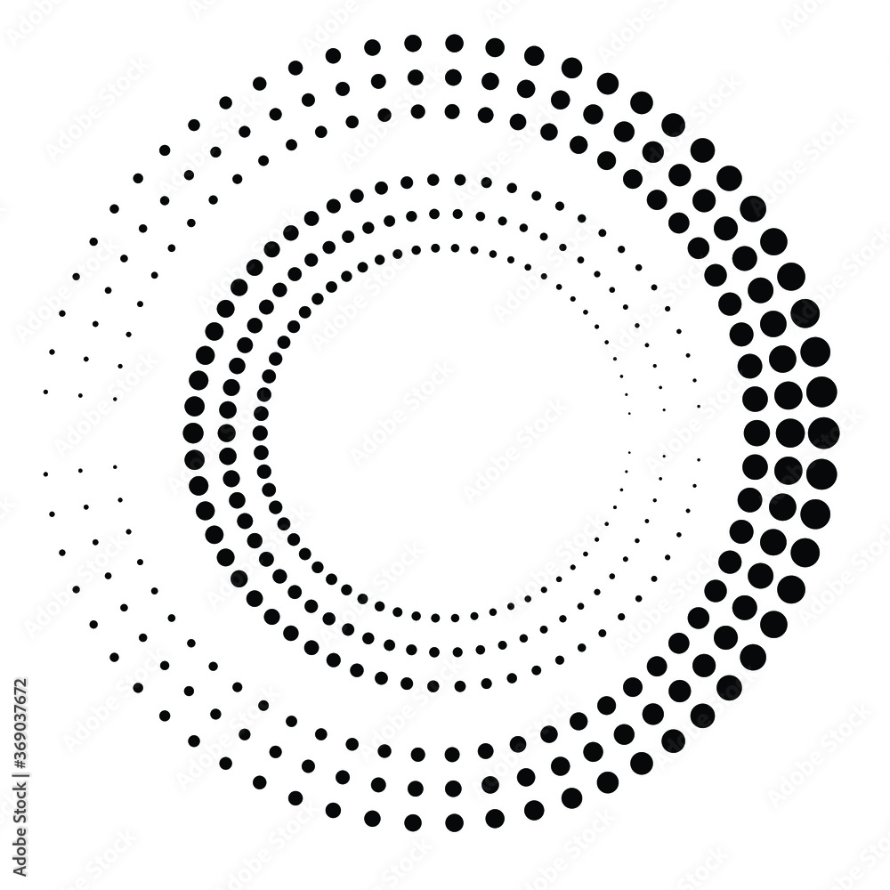 Poster halftone dots in circle form. round logo . vector dotted frame . design element