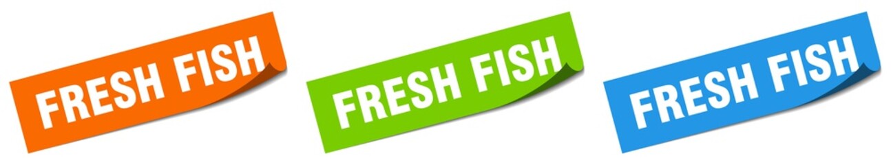 fresh fish paper peeler sign set. fresh fish sticker