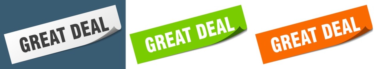 great deal paper peeler sign set. great deal sticker