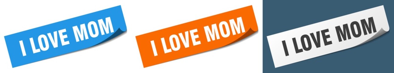 i love mom paper peeler sign set. i love mom sticker