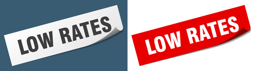 low rates paper peeler sign set. low rates sticker