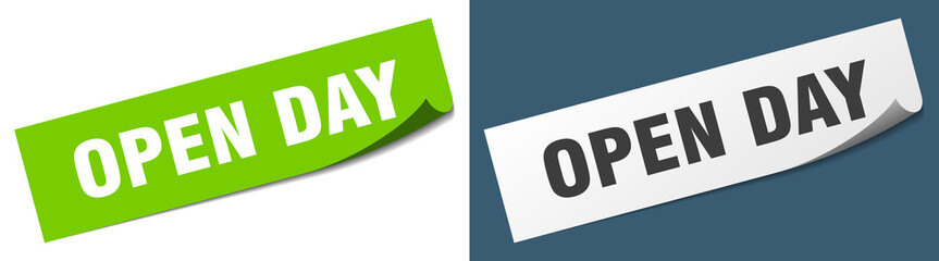 open day paper peeler sign set. open day sticker