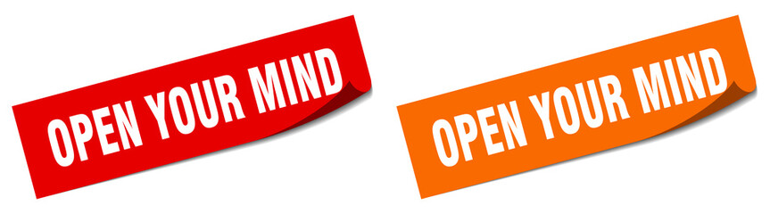 open your mind paper peeler sign set. open your mind sticker