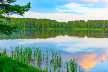 the picturesque landscape of the river bend and the forest around, the concept of local travel and the beauty of the native land
