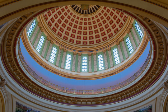 Oklahoma City, Oklahoma, United States of America - January 18, 2017.  Ceiling of the dome of State Capitol of Oklahoma in Oklahoma City, OK.