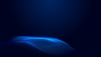 Dot blue wave light screen gradient texture background. Abstract ai technology big data digital background. 3d rendering.