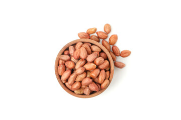 Bowl with peanut isolated on white background. Vitamin food