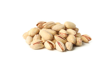 Tasty pistachio isolated on white background. Vitamin food