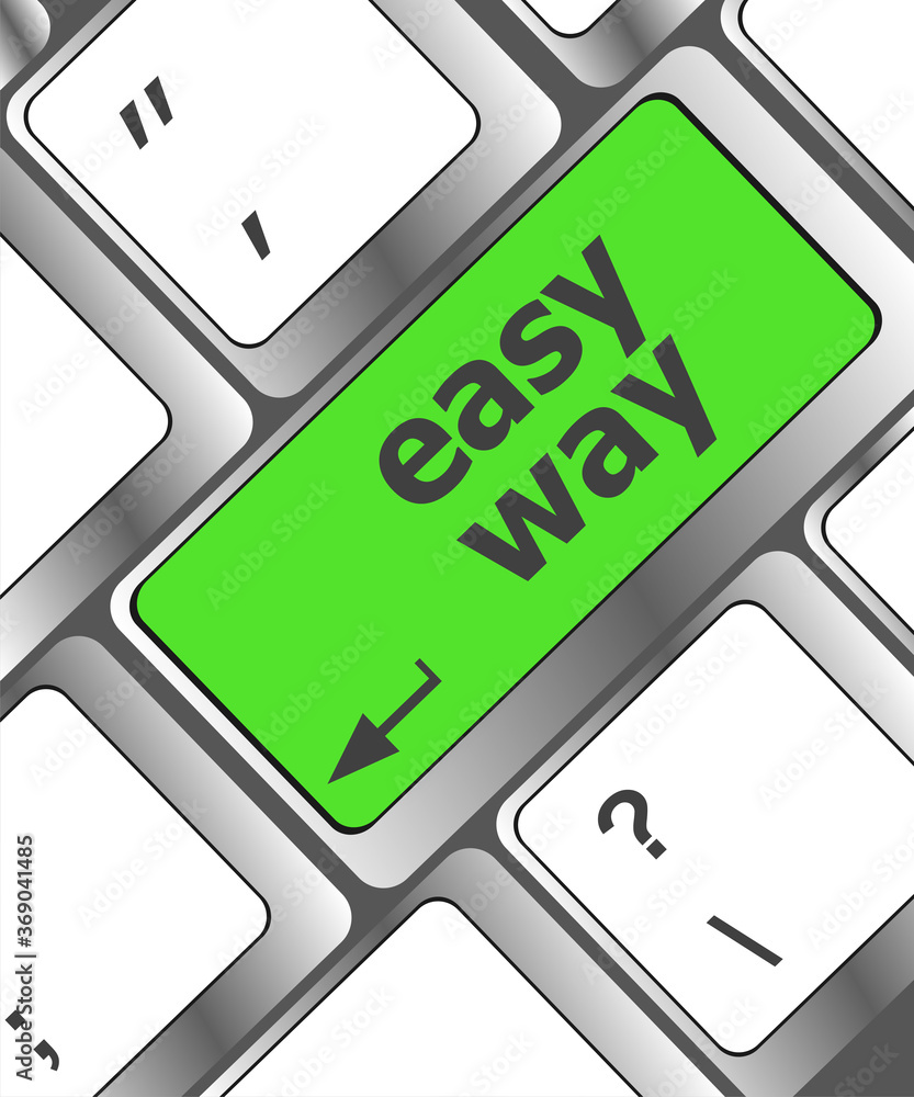 Poster easy way button on the keyboard close-up