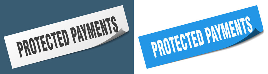 protected payments paper peeler sign set. protected payments sticker