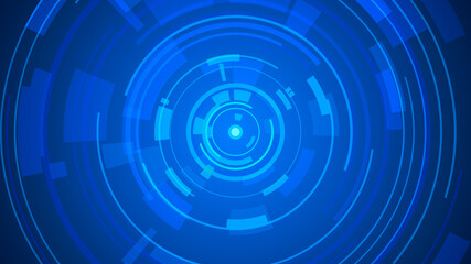 Circle blue technology Hi-tech dark background. Abstract graphic digital future concept design.