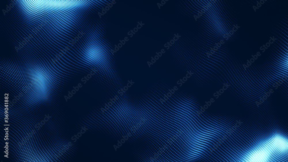 Wall mural dot white blue wave light screen gradient texture background. abstract technology big data digital b