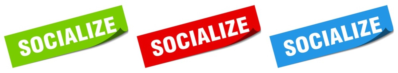 socialize paper peeler sign set. socialize sticker