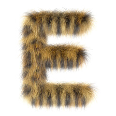 3d Leopard creative funny cute fur letter E