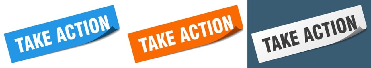 take action paper peeler sign set. take action sticker