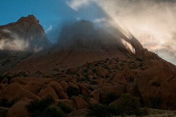 Reflections and diffraction visible in clouds at the Greater Spitzkoppe