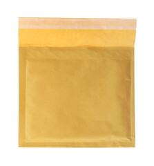 Kraft paper envelope isolated on white. Mail service