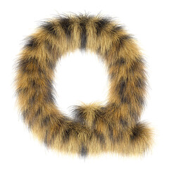 3d Leopard creative funny cute fur letter Q