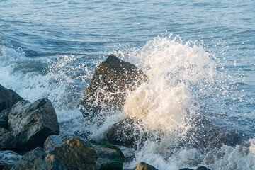 sea waves on the black sea coast, Poti, Georgia