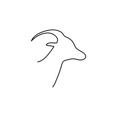 Goat head line icon. Farm animal continuous line drawn vector illustration. Goat head symbol.