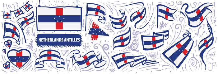 Vector set of the national flag of Netherlands Antilles