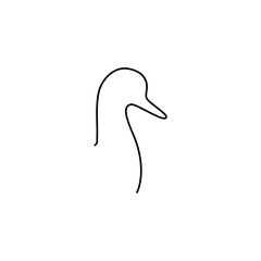 Duck head line icon. Farm animal continuous line drawn vector illustration. Duck head symbol.