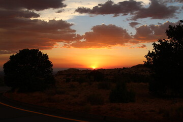 gorgeous sunset over a desert landscape in Canyonlands National Park Utah