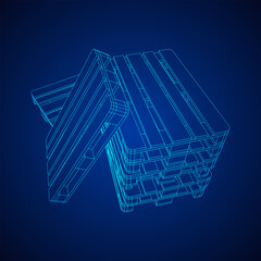 Cargo pallet for warehouse. Logistics shipping concept. Wireframe low poly mesh vector illustration.