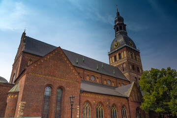 Fototapeta premium Riga Cathedral (Cathedral Church of Saint Mary), is the Evangelical Lutheran church of Riga, Latvia and of its most recognizable landmarks.