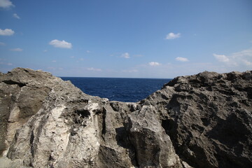 Fototapeta na wymiar Beautiful landscape of rocks and sea, Cape Zanpa, Okinawa, Japan, Asia