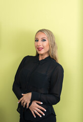 Portrait of happy young beautiful blonde businesswoman