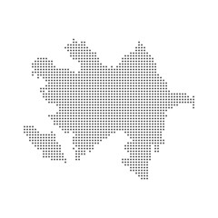 Fototapeta na wymiar Dotted polka dot pixel particle map of Azerbaijan