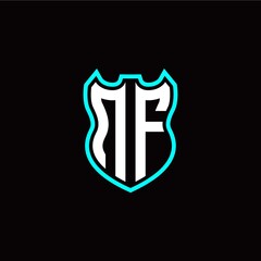 N F initial logo design with shield shape