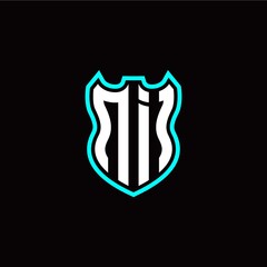N I initial logo design with shield shape