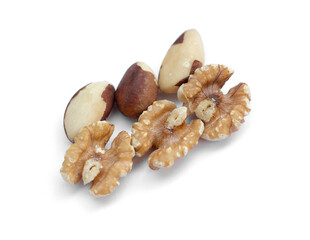 Healthy nuts on a white background
